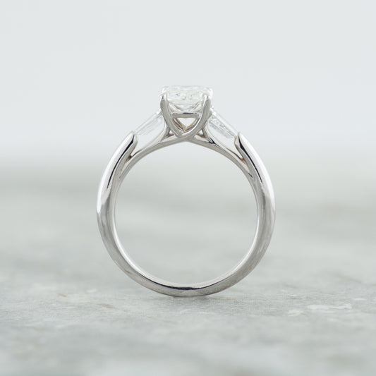 Adamante 1-3/4 ct. tw. Lab-Grown Radiant Cut & Baguette Diamond Engagement Ring in 14K White Gold side profile