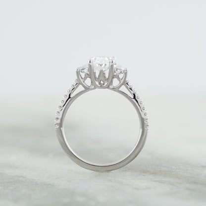 Adamante 2 ct. tw. Lab-Grown Oval & Half Moon Diamond Engagement Ring in 14K White Gold side profile