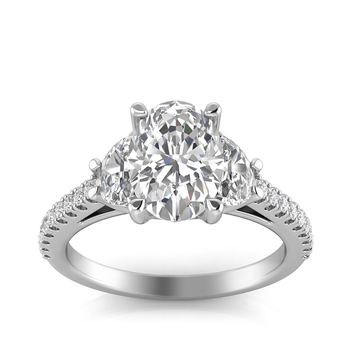 Adamante 2 ct. tw. Lab-Grown Oval & Half Moon Diamond Engagement Ring in 14K White Gold