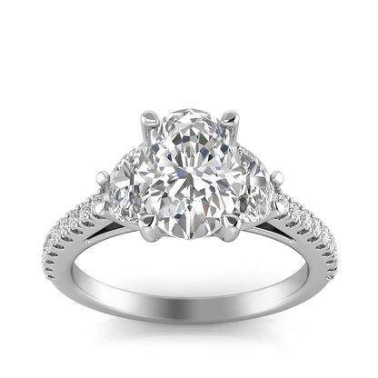 Adamante 2 ct. tw. Lab-Grown Oval & Half Moon Diamond Engagement Ring in 14K White Gold