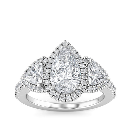 Adamante 2-1/2 ct. tw. Lab-Grown Pear & Trillion Diamond Halo Engagement Ring in 14K White Gold