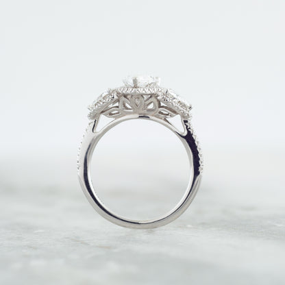 Adamante 2-1/2 ct. tw. Lab-Grown Pear & Trillion Diamond Halo Engagement Ring in 14K White Gold full view