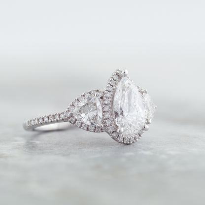 Adamante 2-1/2 ct. tw. Lab-Grown Pear & Trillion Diamond Halo Engagement Ring in 14K White Gold side profile