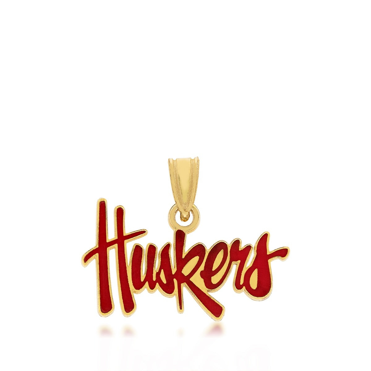University of Nebraska Huskers Enamel Pendant in Yellow Gold Plated Sterling Silver