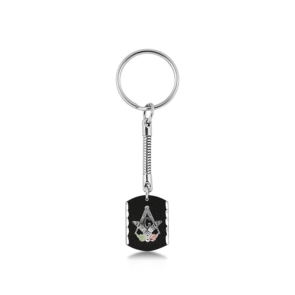 Black Hills Gold Antiqued Masonic Key Ring in Sterling Silver
