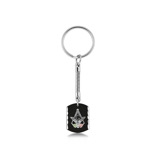 Black Hills Gold Antiqued Masonic Key Ring in Sterling Silver