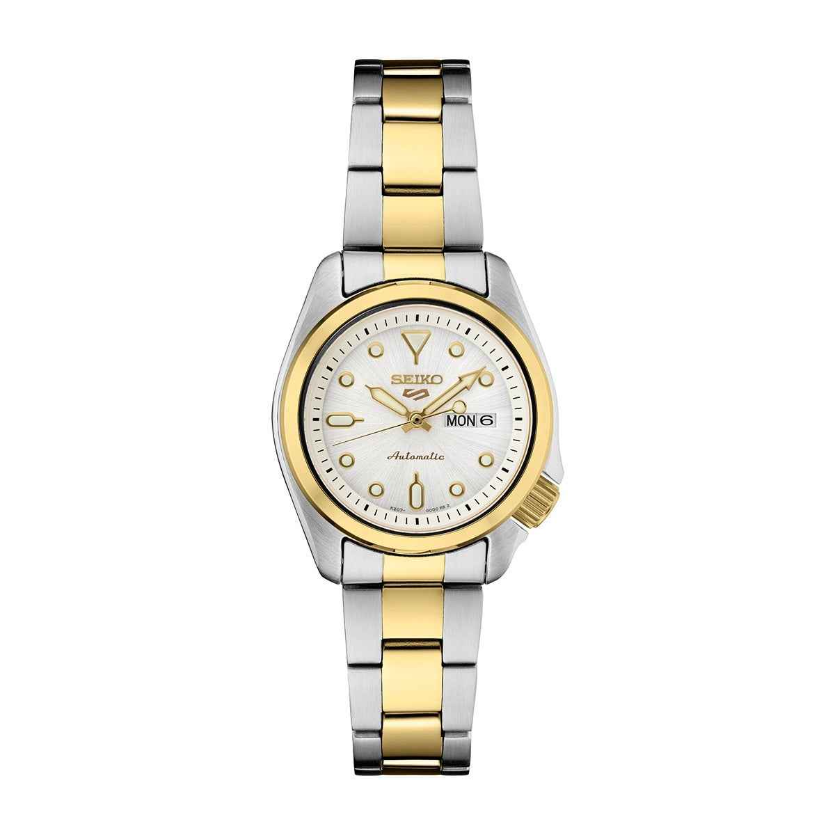 Seiko Ladies' 5 Sports Automatic Two-Tone Stainless Steel Watch with White Dial
