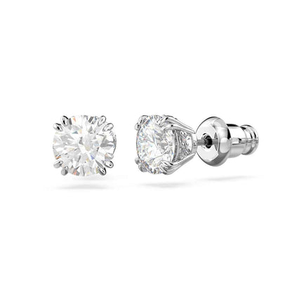 Swarovski Constella Round White Crystal Stud Earrings in White Rhodium Plating