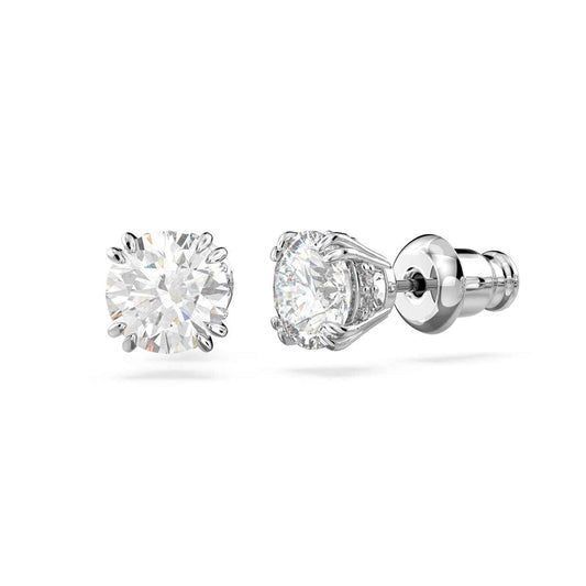 Swarovski Constella Round White Crystal Stud Earrings in White Rhodium Plating
