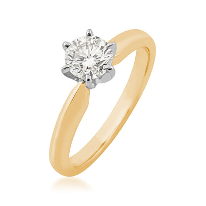 Adamante 1 ct. tw. Lab-Grown Round Brilliant Diamond Solitaire Engagement Ring in 14K Yellow Gold front view