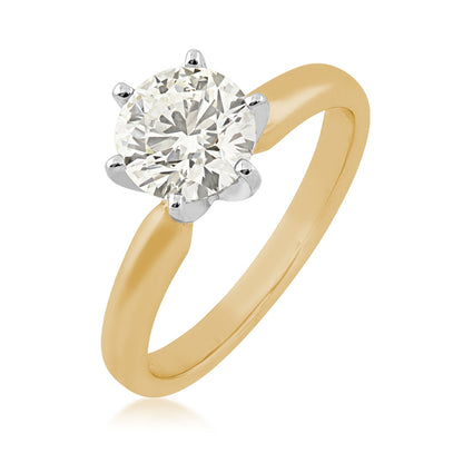 Adamante 1-1/2 ct. tw. Lab-Grown Round Brilliant Diamond Solitaire Engagement Ring in 14K Yellow Gold front view