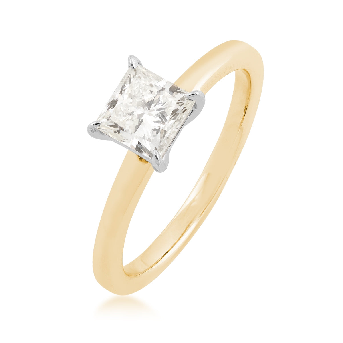 Adamante 1 ct. tw. Lab-Grown Princess Cut Diamond Solitaire Engagement Ring in 14K Yellow Gold front view