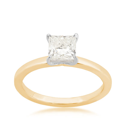 Adamante 1 ct. tw. Lab-Grown Princess Cut Diamond Solitaire Engagement Ring in 14K Yellow Gold