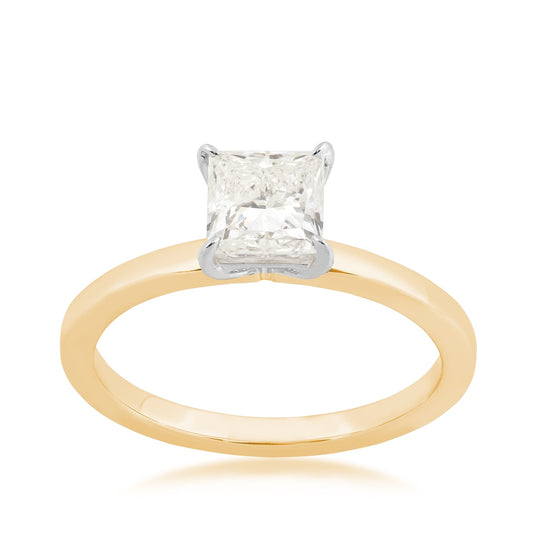 Adamante 1 ct. tw. Lab-Grown Princess Cut Diamond Solitaire Engagement Ring in 14K Yellow Gold
