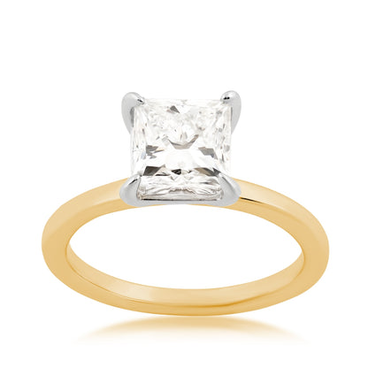 Adamante 2 ct. tw. Lab-Grown Princess Cut Diamond Solitaire Engagement Ring in 14K Yellow Gold