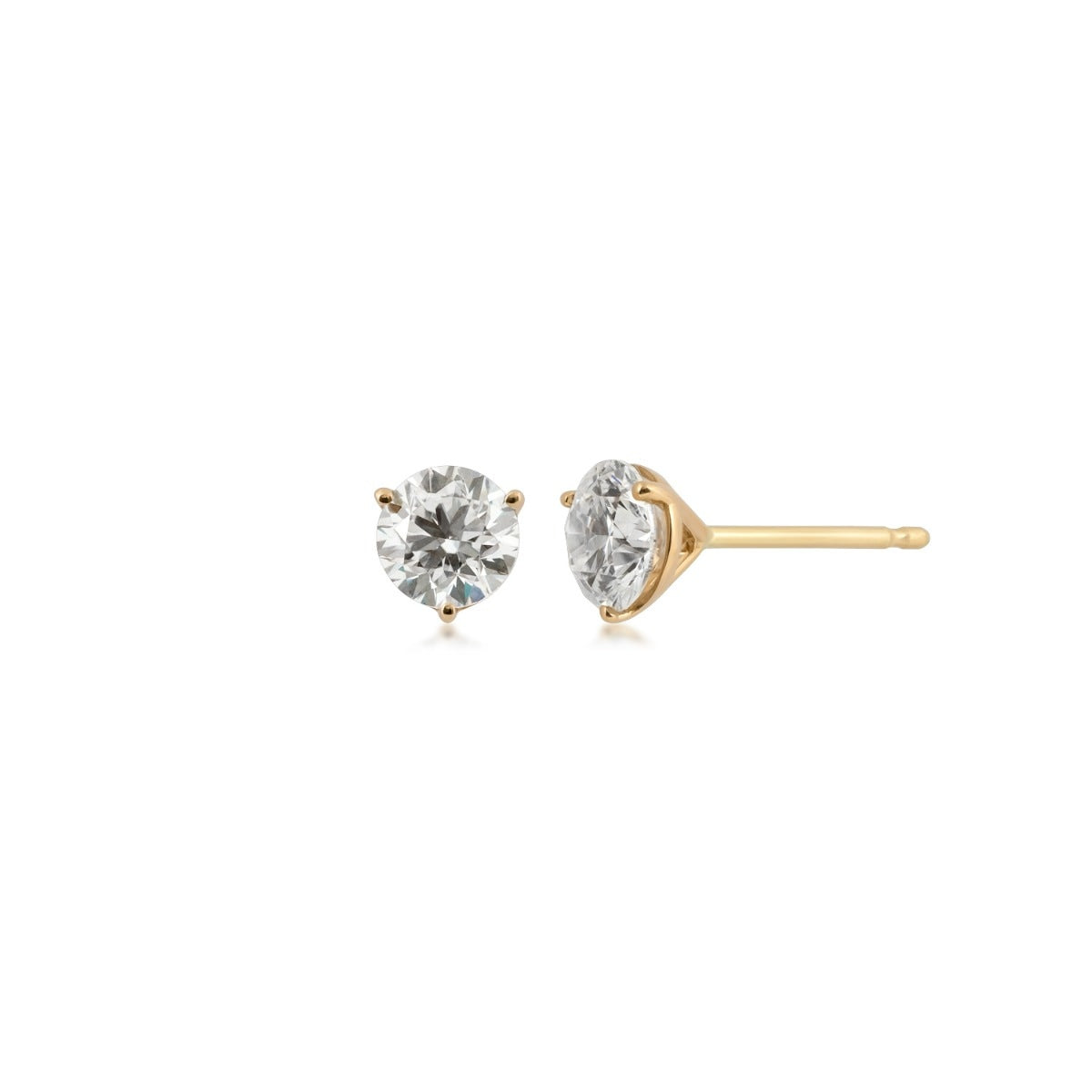 Adamante 1 ct. tw. Lab-Grown Round Brilliant Diamond Solitaire Earrings in 14K Yellow Gold