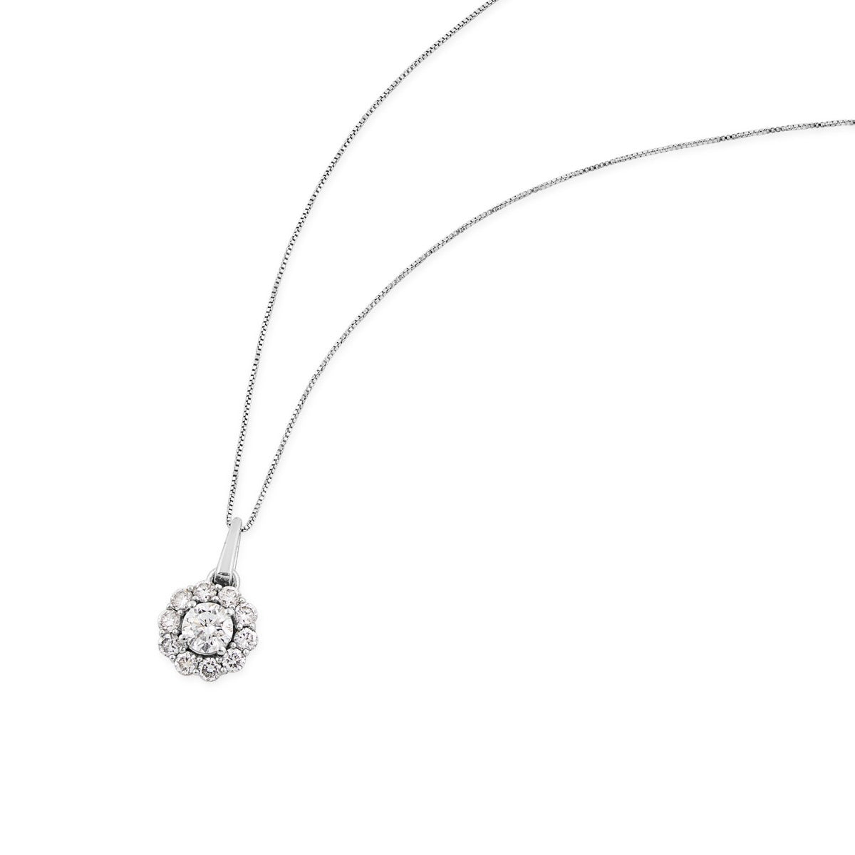 Adamante 1/2 ct. tw. Lab-Grown Round Diamond Halo Pendant in 14K White Gold front view
