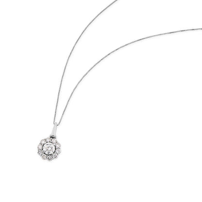 Adamante 1/2 ct. tw. Lab-Grown Round Diamond Halo Pendant in 14K White Gold front view