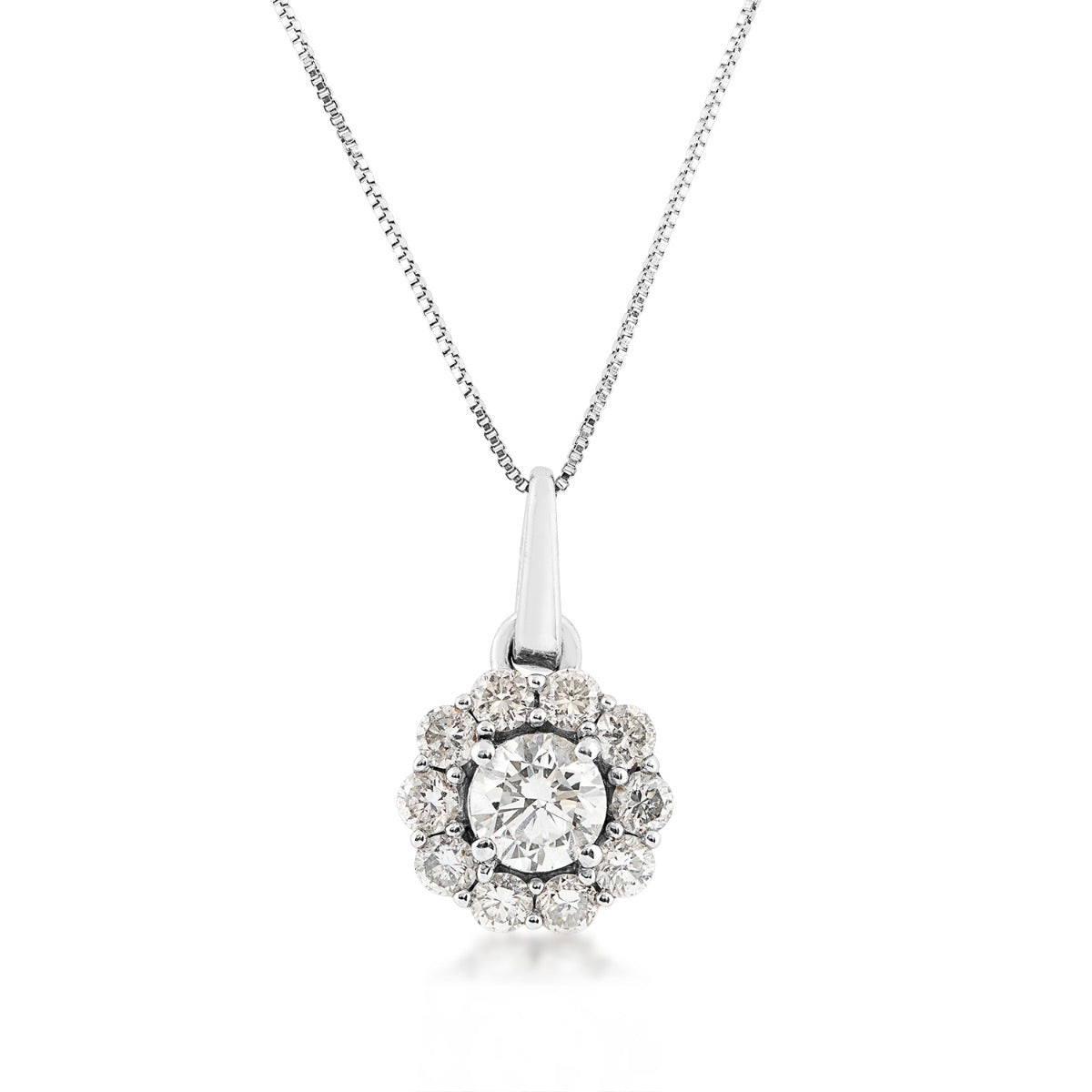 Adamante 1/2 ct. tw. Lab-Grown Round Diamond Halo Pendant in 14K White Gold