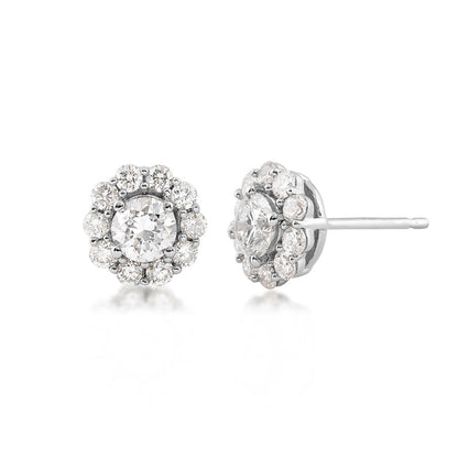 Adamante 1 ct. tw. Lab-Grown Round Diamond Halo Earrings in 14K White Gold