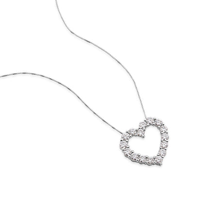 Adamante 1 ct. tw. Lab-Grown Diamond Heart Pendant in 14K White Gold front view