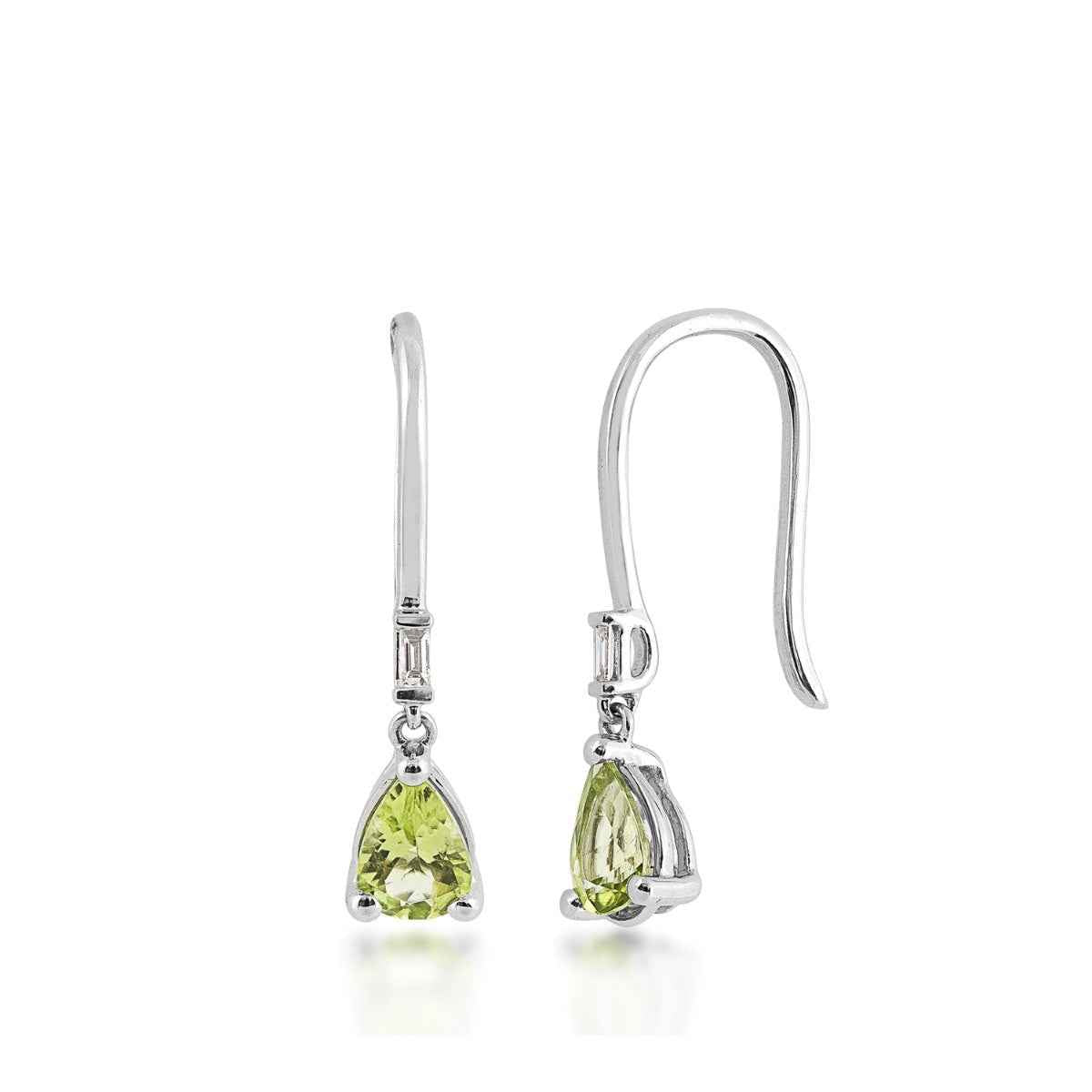 Pear Peridot & Diamond Accent Drop Earrings in 10K White Gold (2)