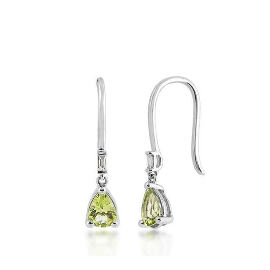 Pear Peridot & Diamond Accent Drop Earrings in 10K White Gold (2)