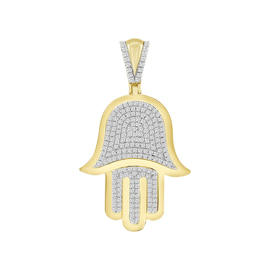 1/2 ct. tw. Diamond Hamsa Pendant in 10K Yellow Gold