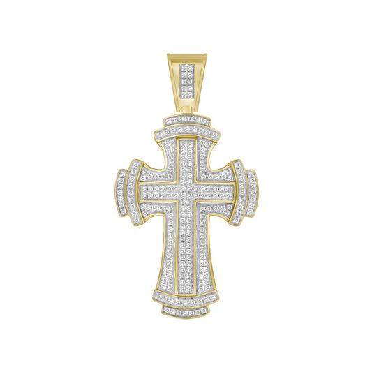1/2 ct. tw. Diamond Flared Cross Pendant in 10K Yellow Gold