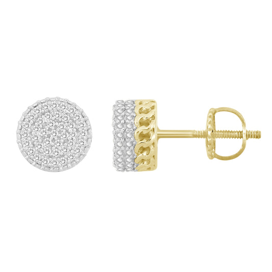 1/7 ct. tw. Men's Round Diamond Cluster Earrings in 10K Yellow Gold