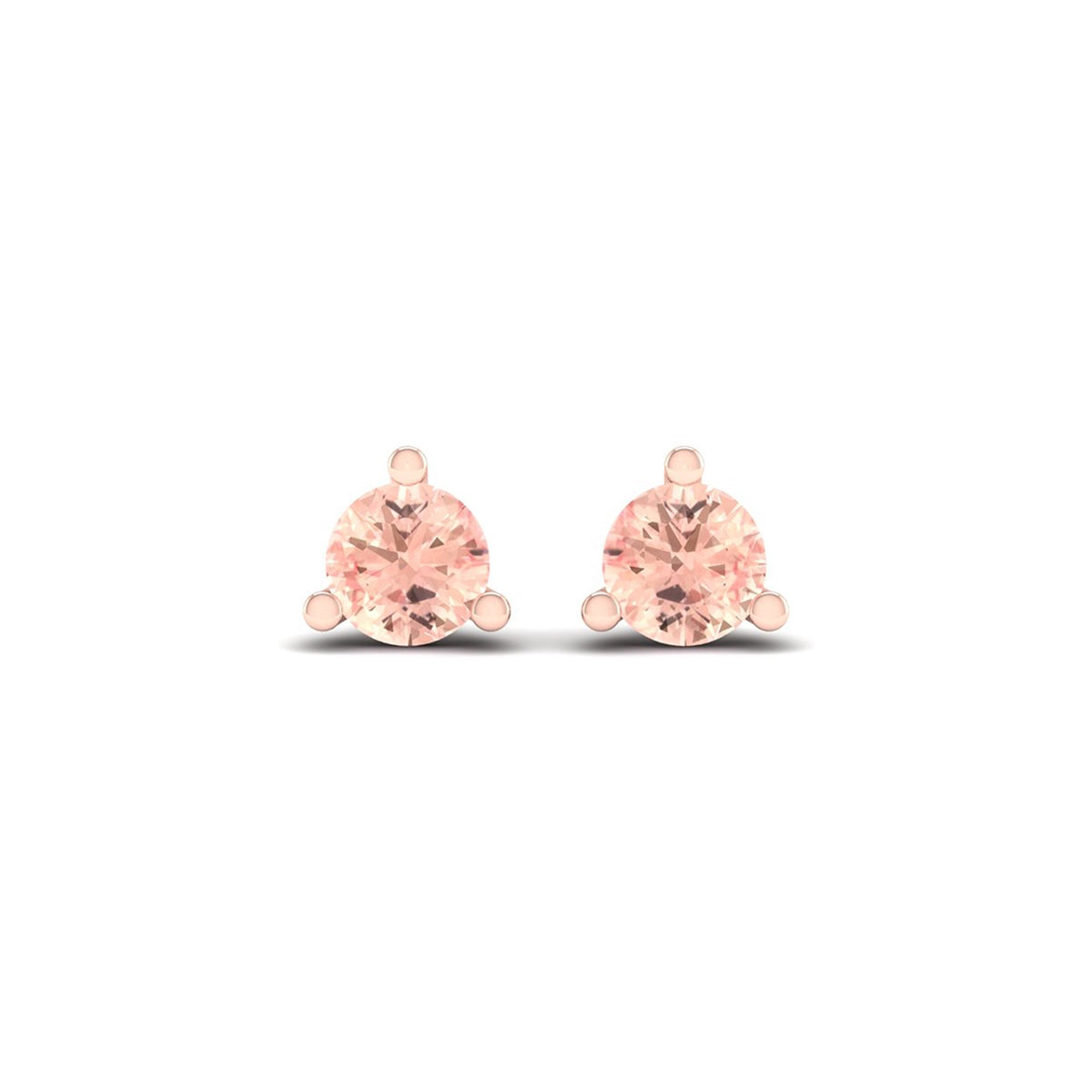4mm Round Morganite Stud Earrings in 10K Pink Gold front view