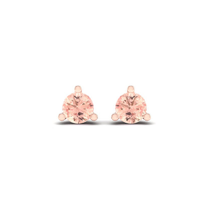4mm Round Morganite Stud Earrings in 10K Pink Gold front view