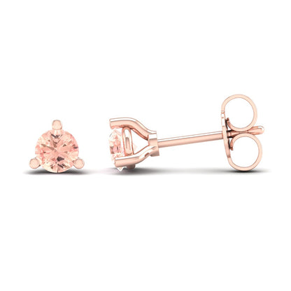 4mm Round Morganite Stud Earrings in 10K Pink Gold close-up detail