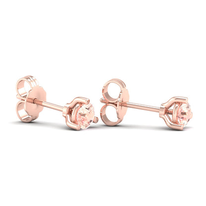 4mm Round Morganite Stud Earrings in 10K Pink Gold side profile