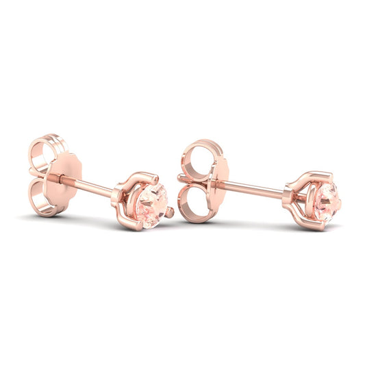 4mm Round Morganite Stud Earrings in 10K Pink Gold side profile