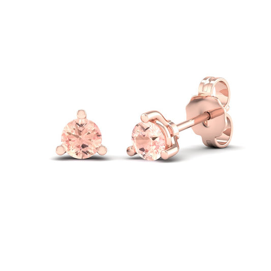 4mm Round Morganite Stud Earrings in 10K Pink Gold