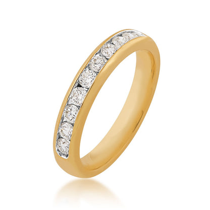1/2 ct. tw. Round Brilliant Diamond Channel Set Anniversary Ring in 14K Yellow Gold front view