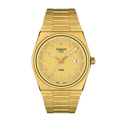 Tissot Men's PRX Gold-Tone Stainless Steel Watch with Champagne Dial