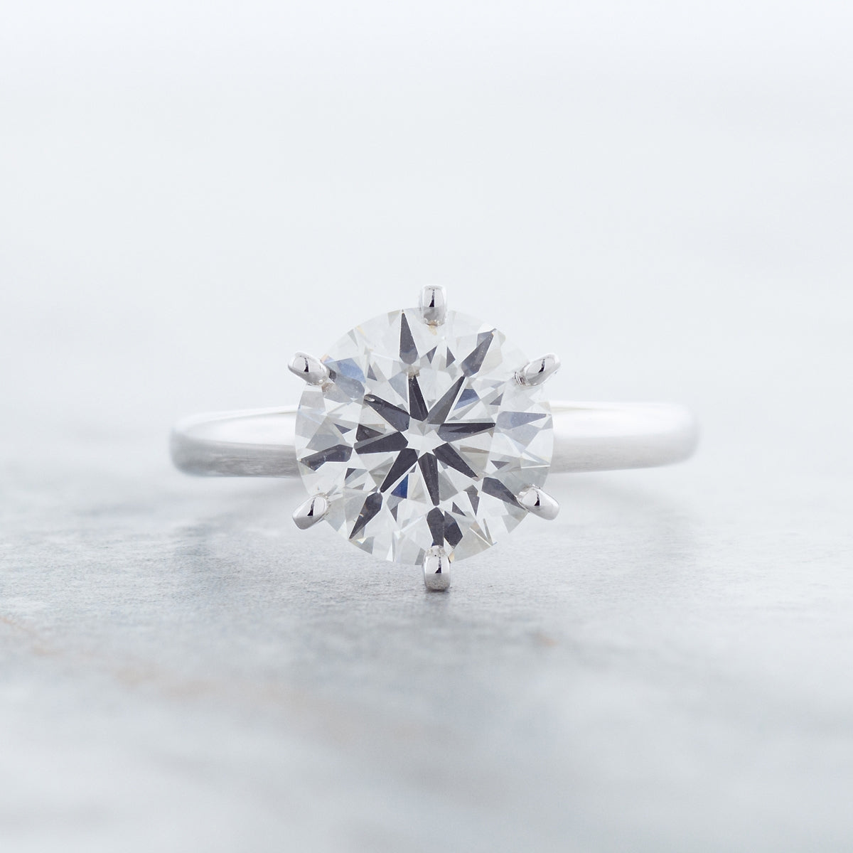 Adamante 3 ct. tw. Lab-Grown Round Brilliant Diamond Solitaire Engagement Ring in 14K White Gold close-up detail