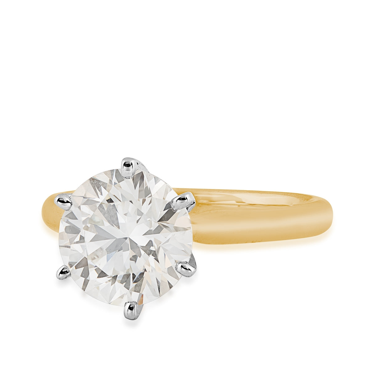 Adamante 3 ct. tw. Lab-Grown Round Brilliant Diamond Solitaire Engagement Ring in 14K Yellow Gold close-up detail