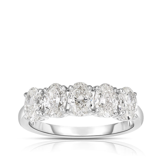 1-9/10 ct. tw. Oval Diamond 5-Stone Anniversary Ring in 14K White Gold
