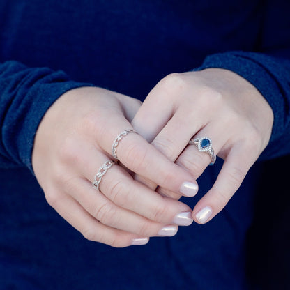 Infinite Love Pear Sapphire & 1/5 ct. tw. Diamond Halo Twist Ring in 10K White Gold full view