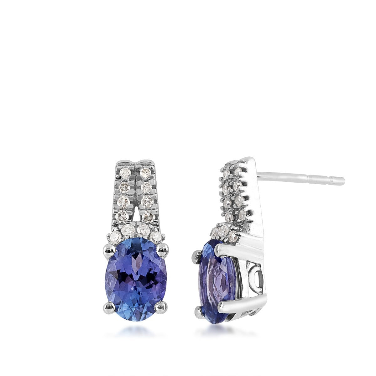 Oval Tanzanite & 1/8 ct. tw. Diamond Earrings in 10K White Gold