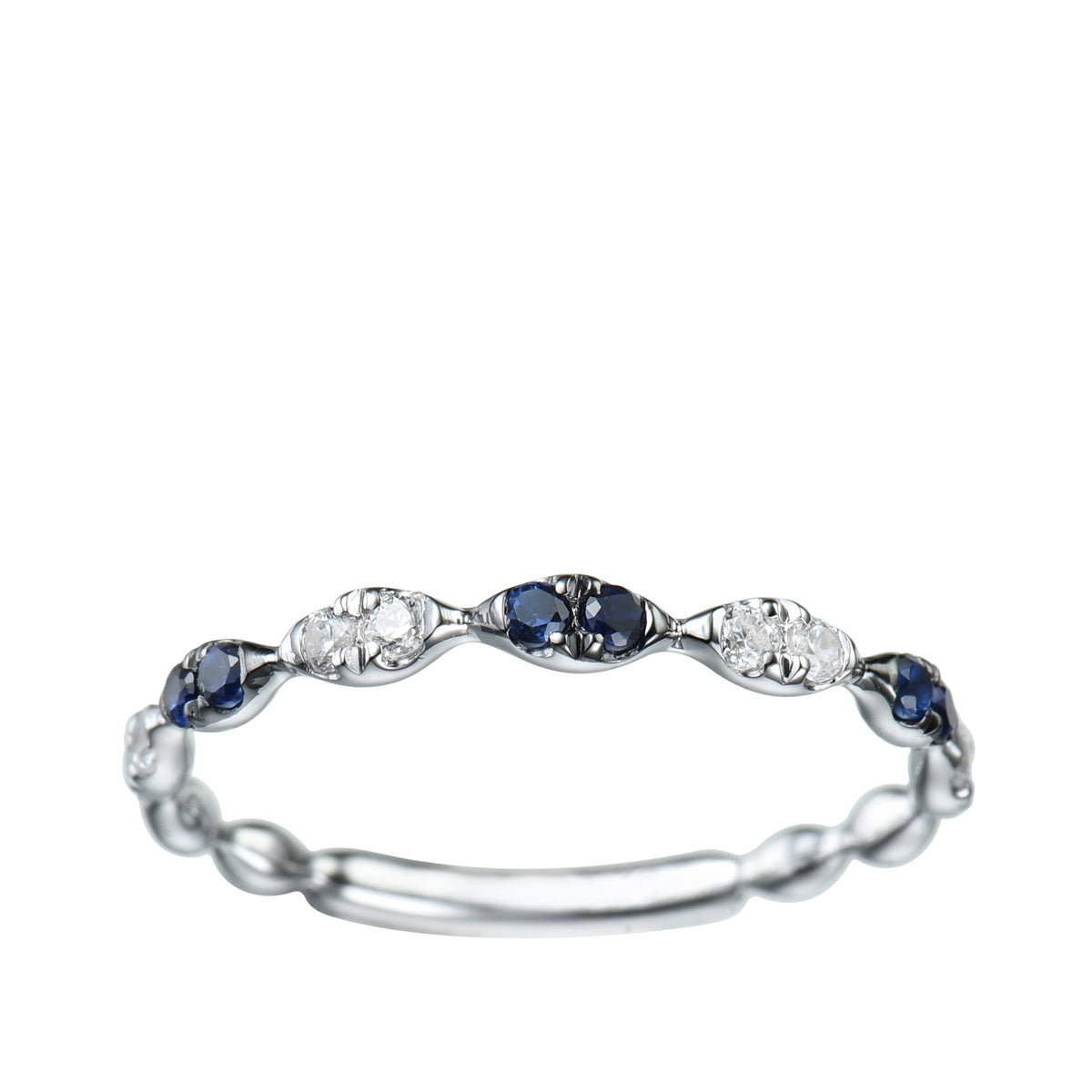 Sapphire & 1/7 ct. tw. Diamond Stackable Ring in 10K White Gold