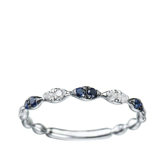 Sapphire & 1/7 ct. tw. Diamond Stackable Ring in 10K White Gold