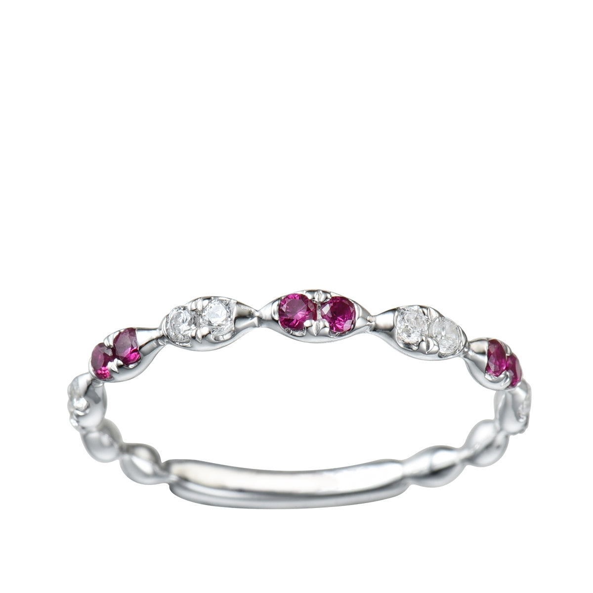 Ruby & 1/7 ct. tw. Diamond Stackable Ring in 10K White Gold