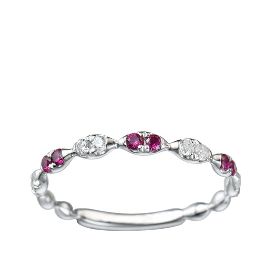 Ruby & 1/7 ct. tw. Diamond Stackable Ring in 10K White Gold