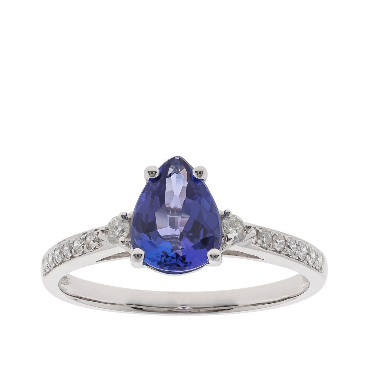 Pear Tanzanite & 1/4 ct. tw. Diamond Ring in 14K White Gold