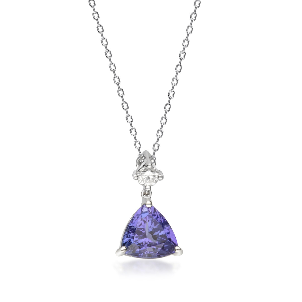 Trillion Tanzanite & 1/8 ct. tw. Diamond Pendant in 14K White Gold