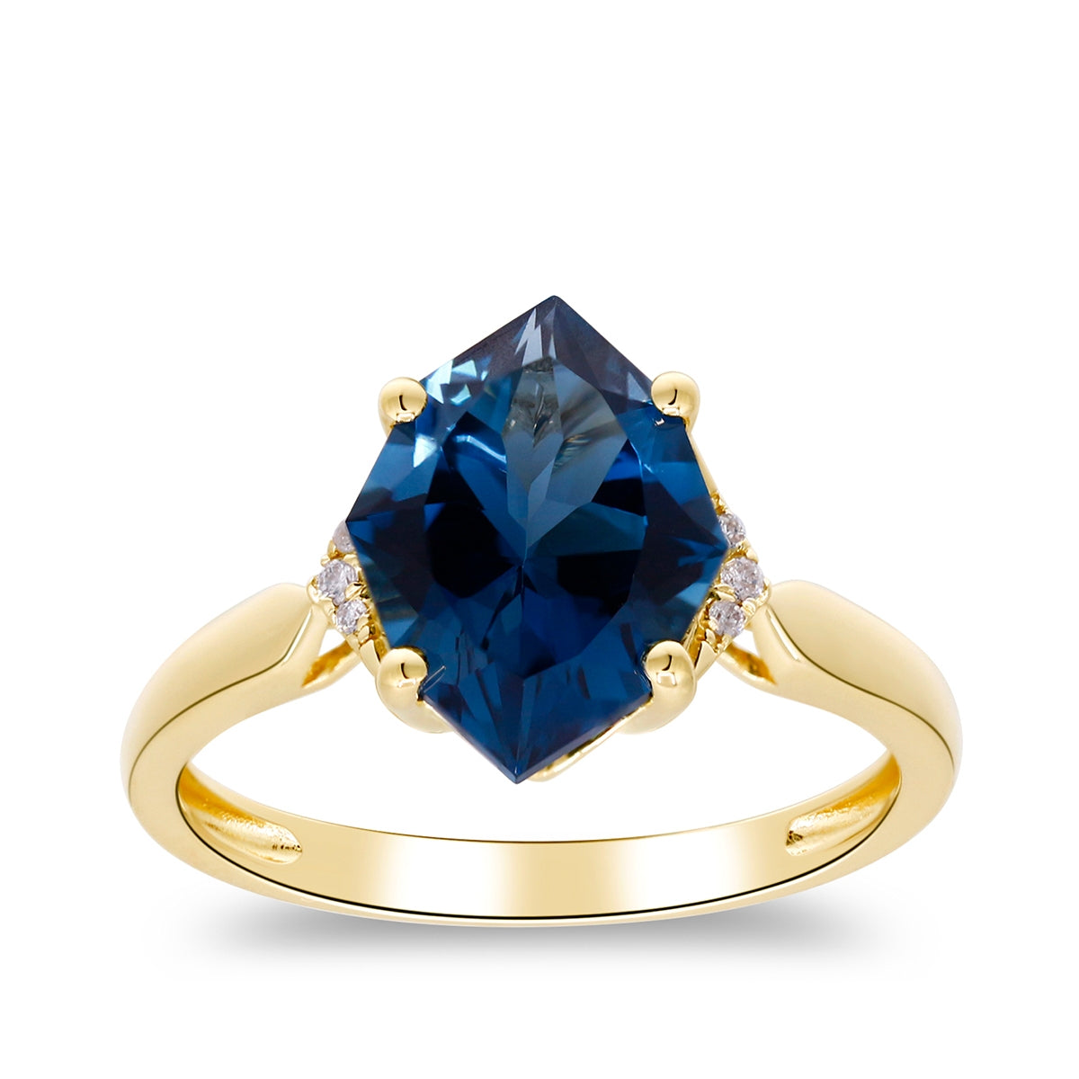 Fantasy Cut London Blue Topaz & Diamond Accent Ring in 14K Yellow Gold